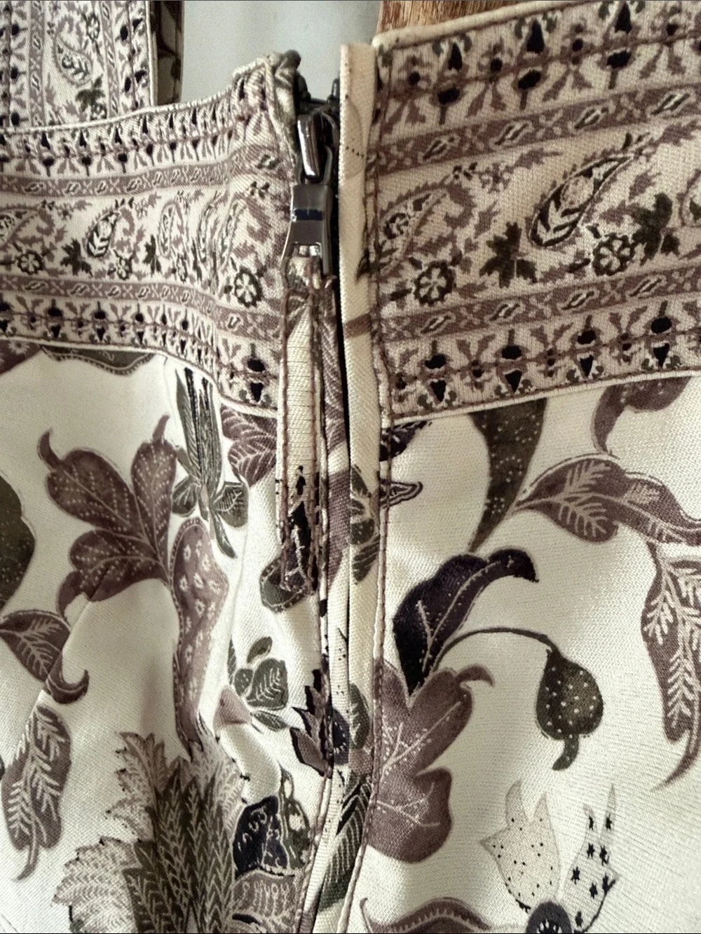 Tory Burch Cream Grey Floral Swuare Neck A-Line Mikado Mini Dress  Print 2 XS
